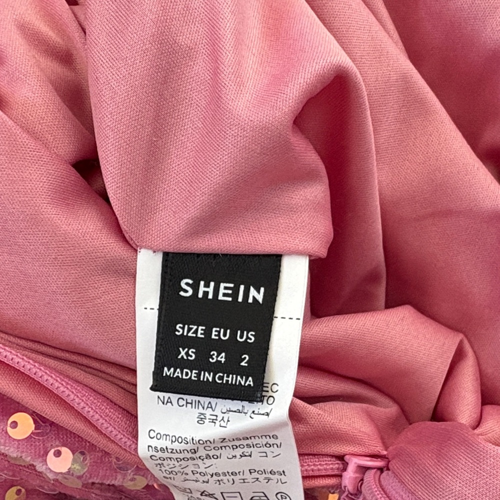SHEIN Pink Sequin Ruched Mini Dress - Picture 3 of 3